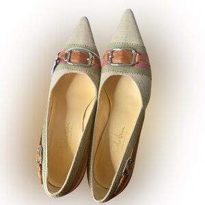 Cole Haan Beige and Tan Flats with Buckle Detail